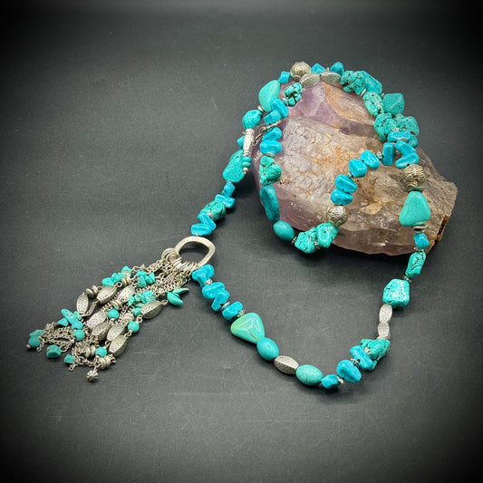 Simulated Turquoise Fashion Necklace