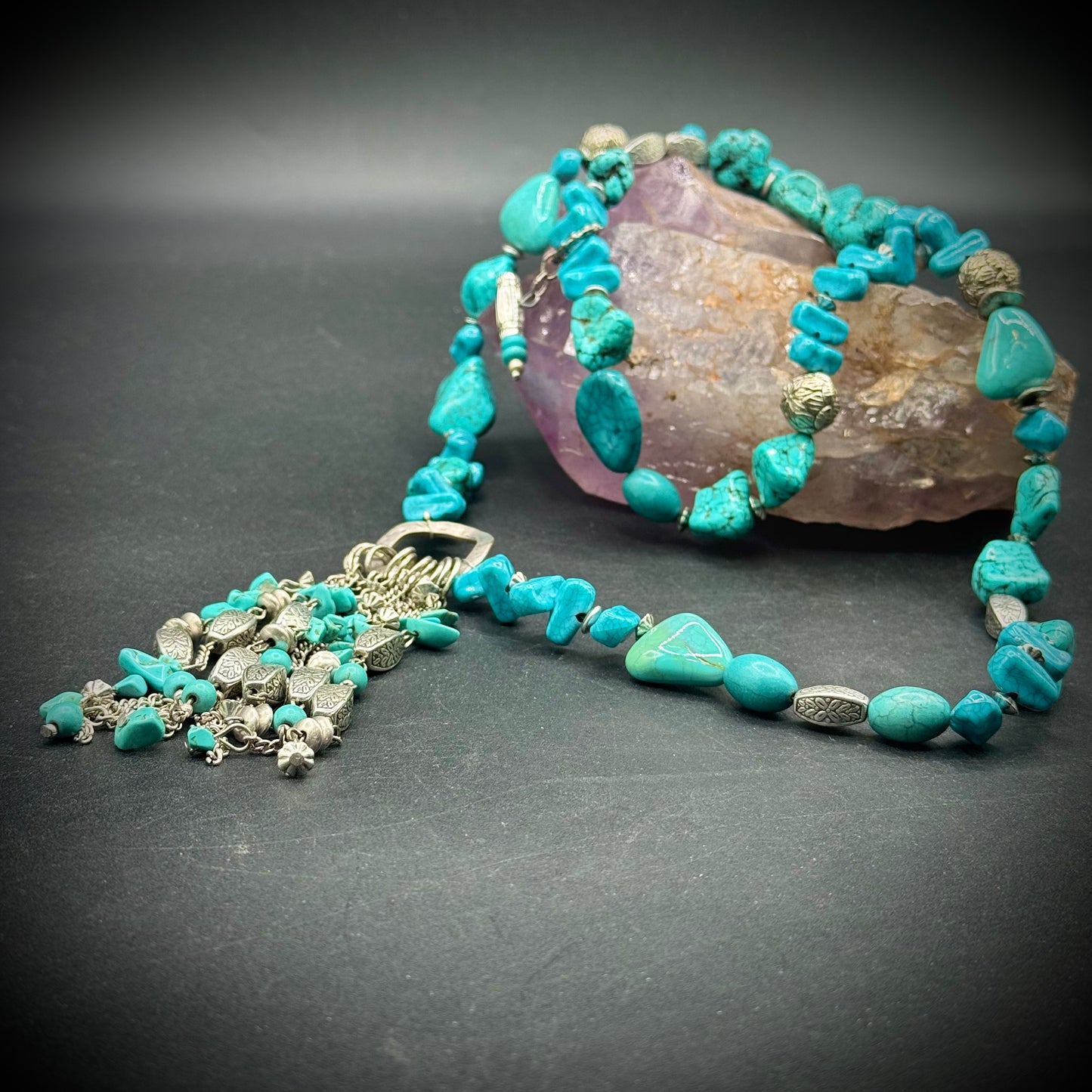 Simulated Turquoise Fashion Necklace