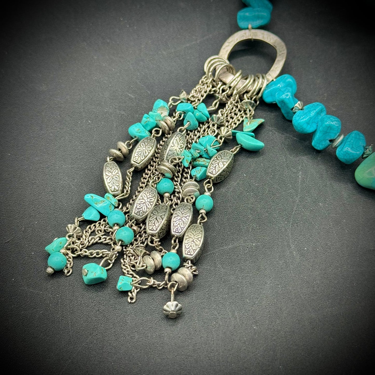 Simulated Turquoise Fashion Necklace