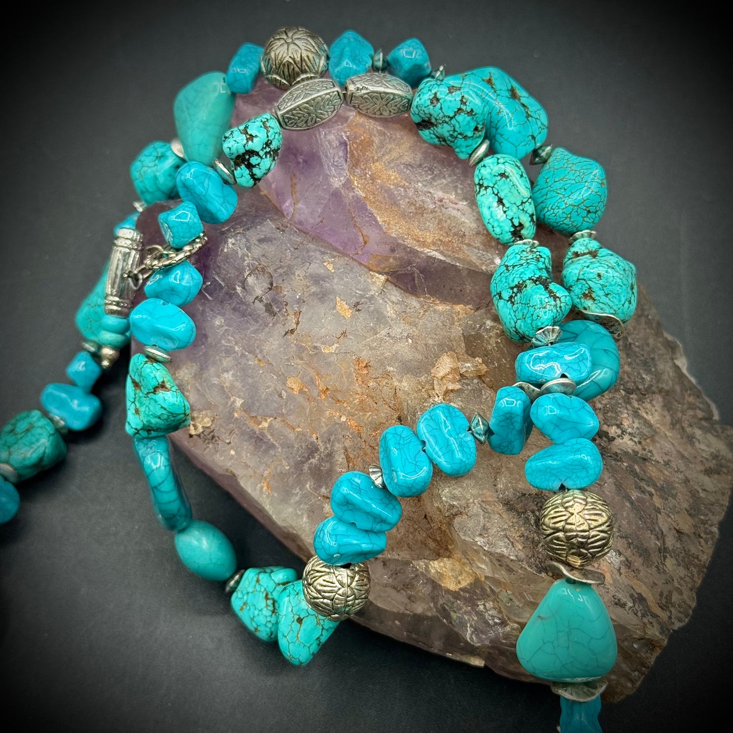 Simulated Turquoise Fashion Necklace