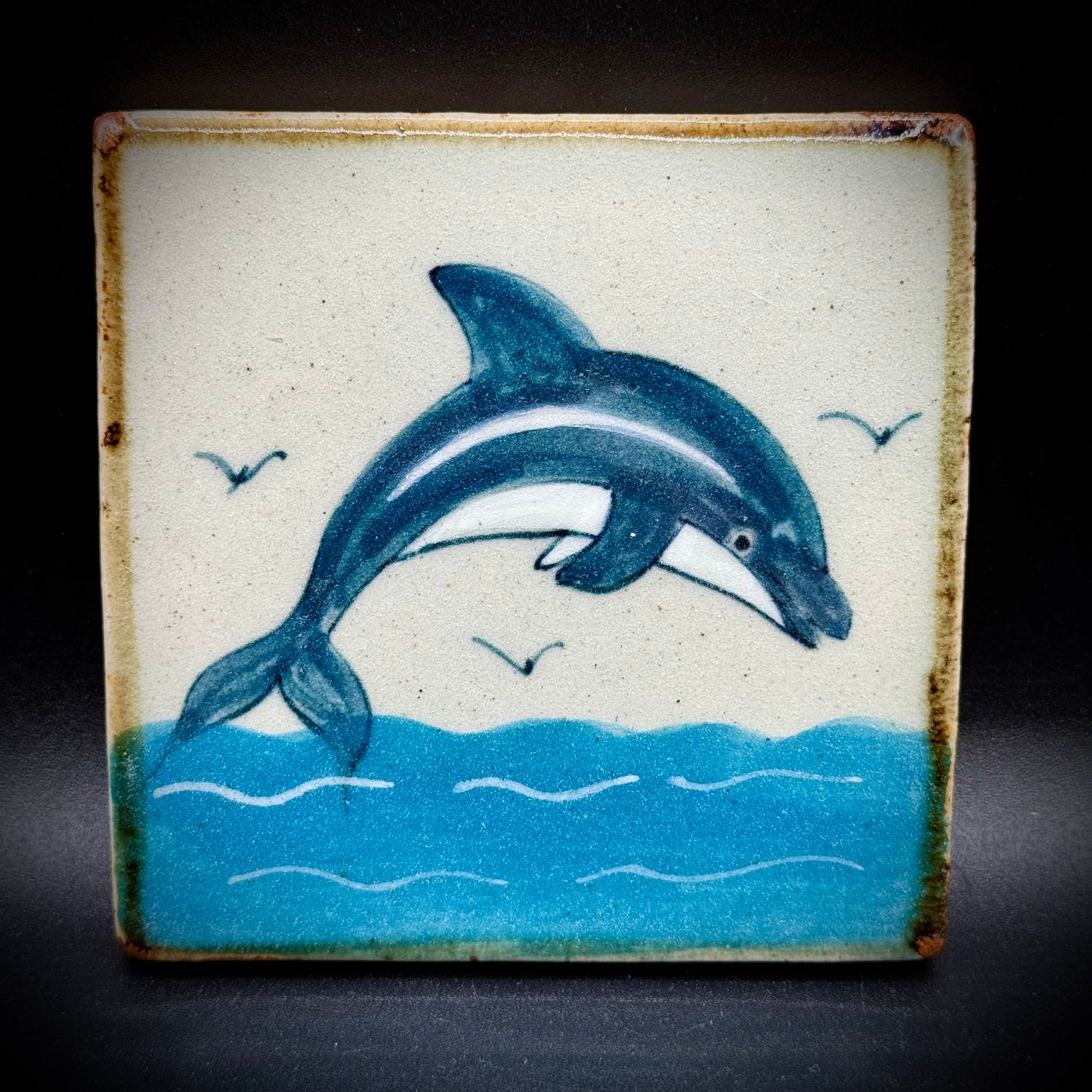 Beautiful Handcrafted Tonala Pottery Dolphin Motif Tile