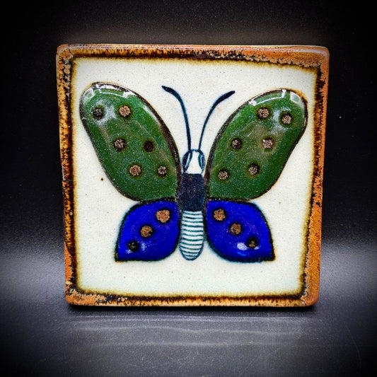 Beautiful Handcrafted Tonala Pottery Butterfly Motif Tile