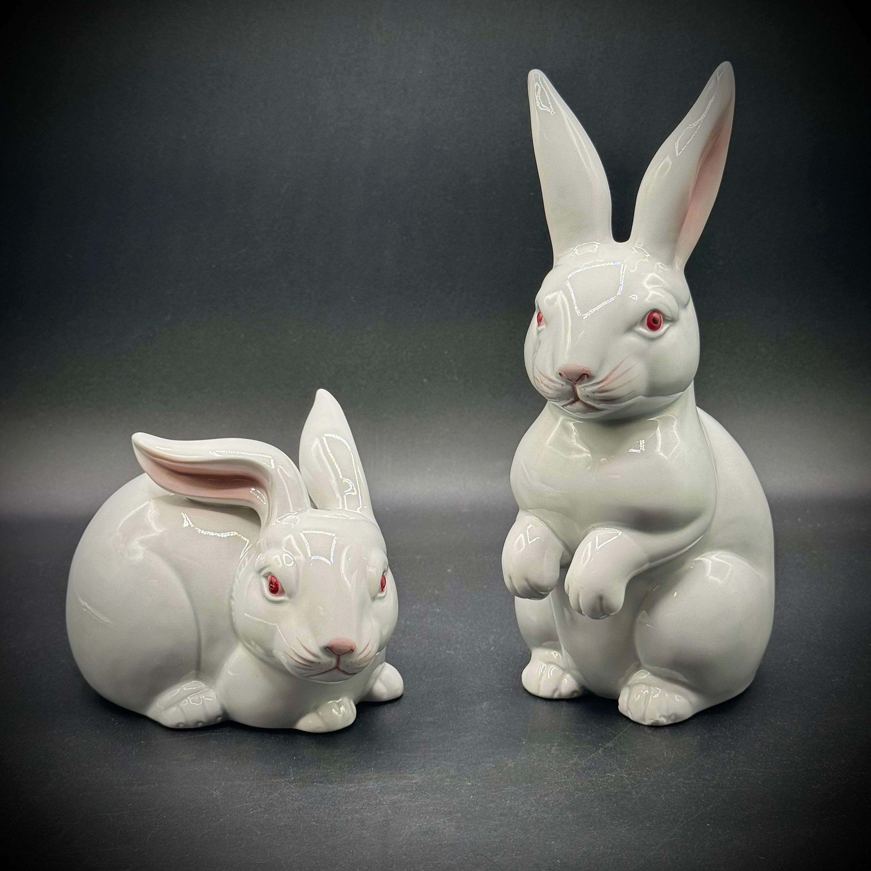 Pair of Vintage 1975 Hand Painted Fitz & Floyd Rabbit Figurines ...