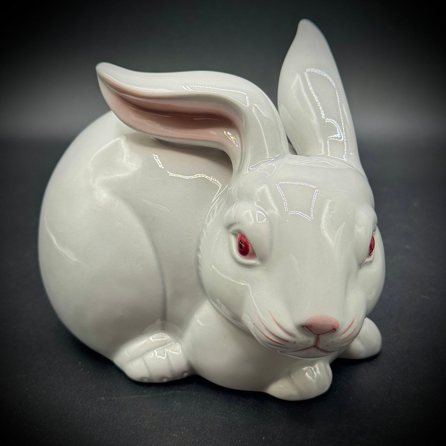 Pair of Vintage 1975 Hand Painted Fitz & Floyd Rabbit Figurines