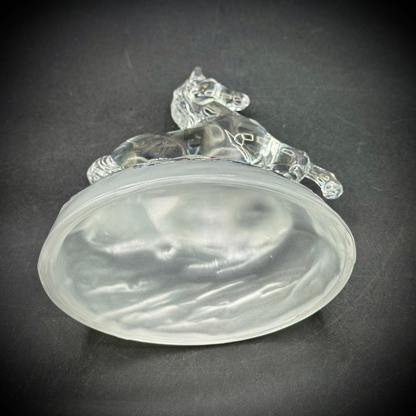 Vintage Cristal d'Arques Glass Horse Sculpture