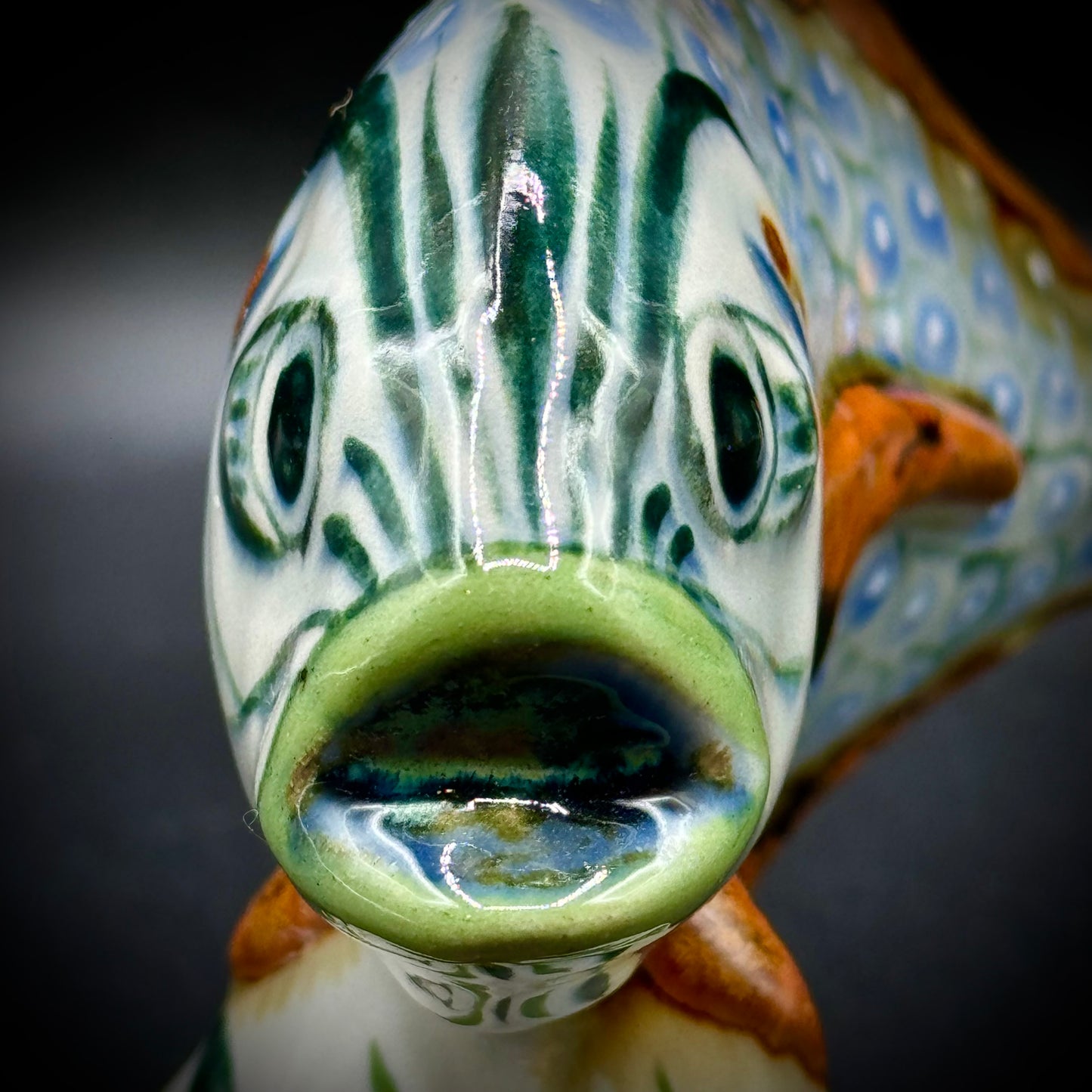 Amazing Ken Edward Signed Tonala Mexican Pottery Fish Figurine