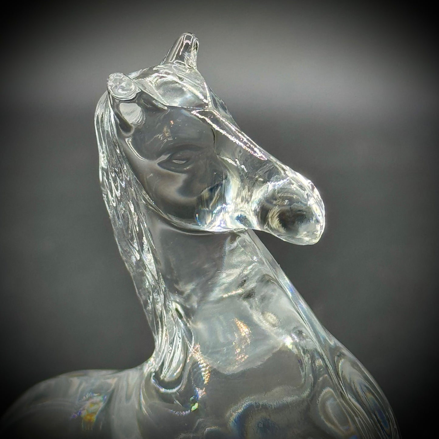 Vintage Cristal d'Arques Glass Horse Sculpture