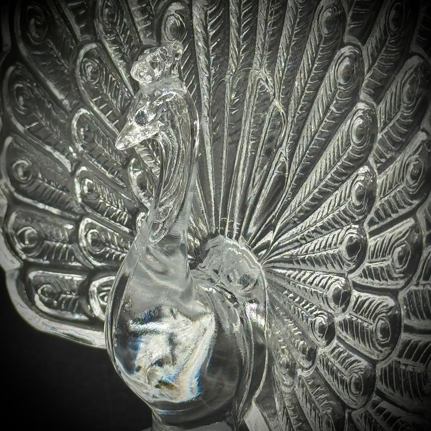 Vintage Cristal d'Arques Peacock Sculpture