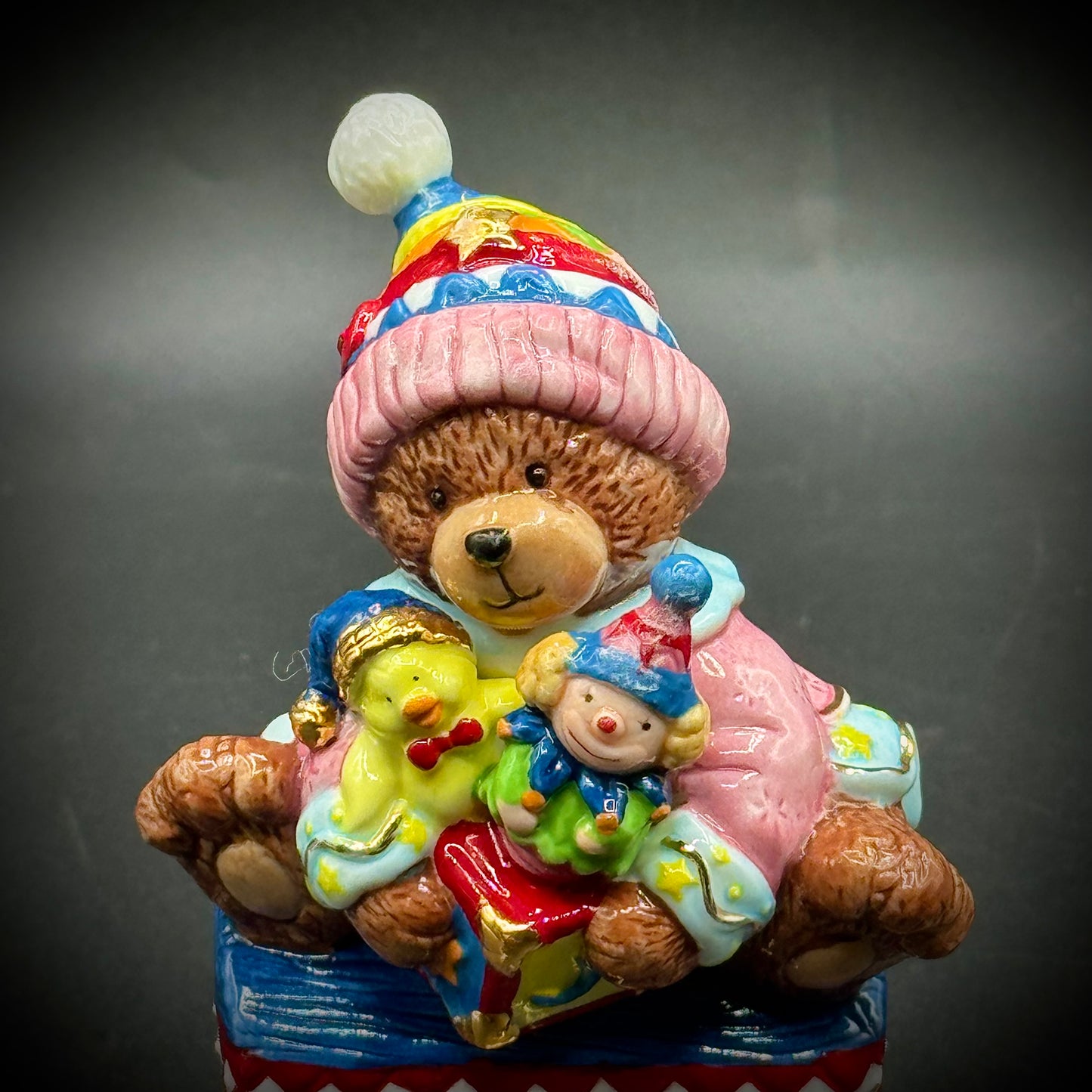 Adorable Bear & Toy Box Porcelain Trinket Box