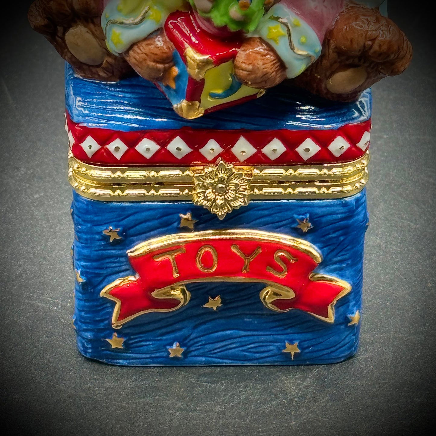 Adorable Bear & Toy Box Porcelain Trinket Box