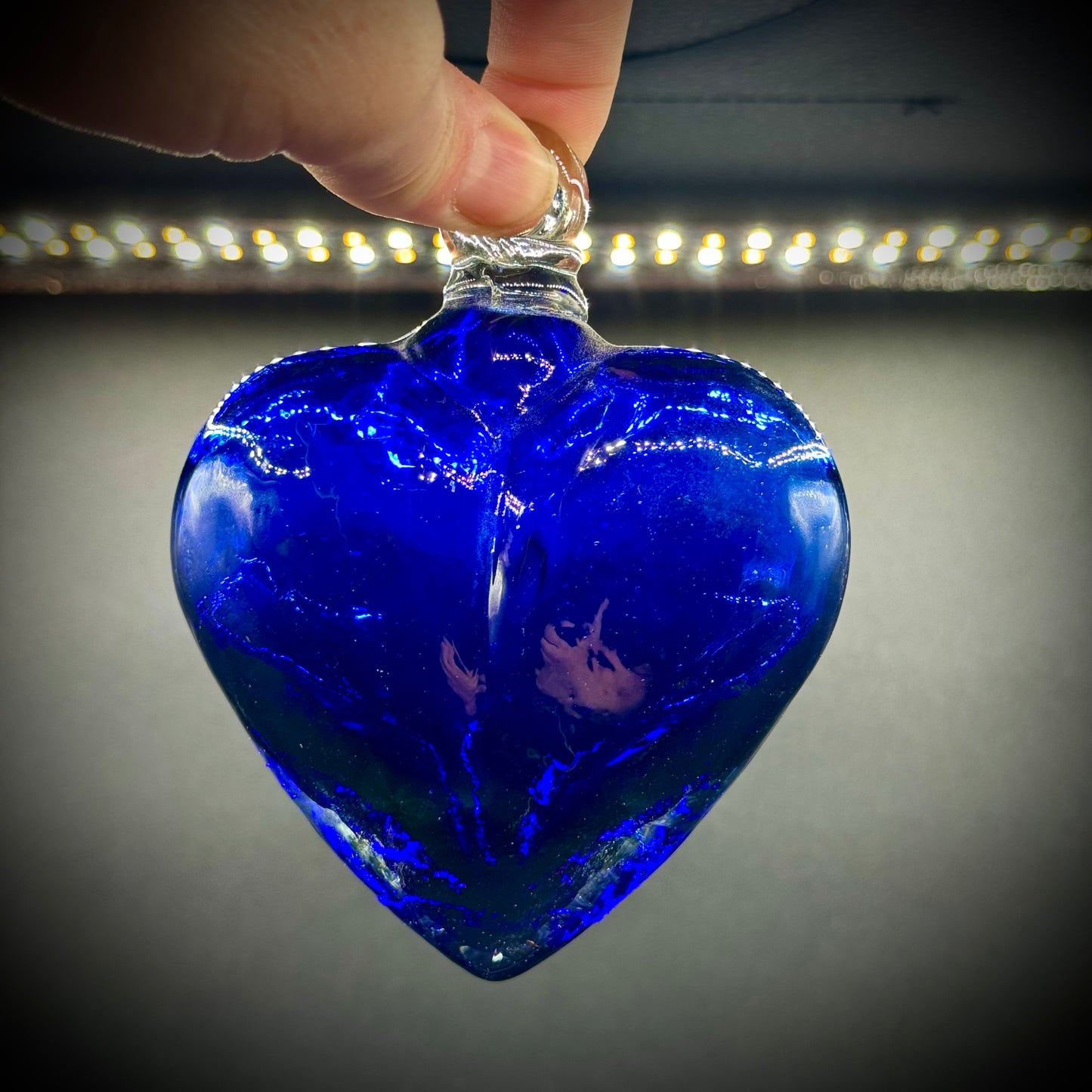 Hand Blown Cobalt Blue Artisan Glass Heart