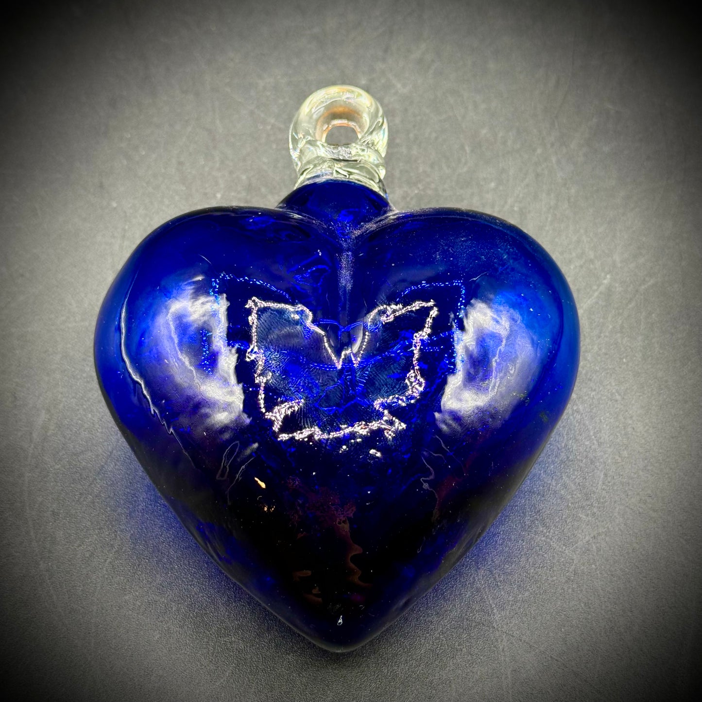 Hand Blown Cobalt Blue Artisan Glass Heart