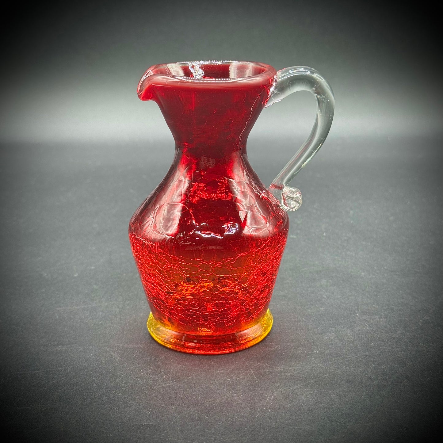 Vintage Amberina Crackle Glass Vase