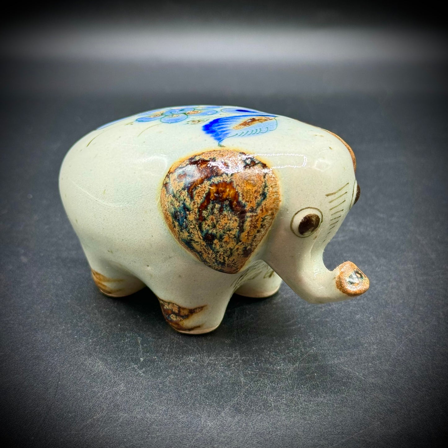 Mexican Tonala Pottery Elephant Artist Signed