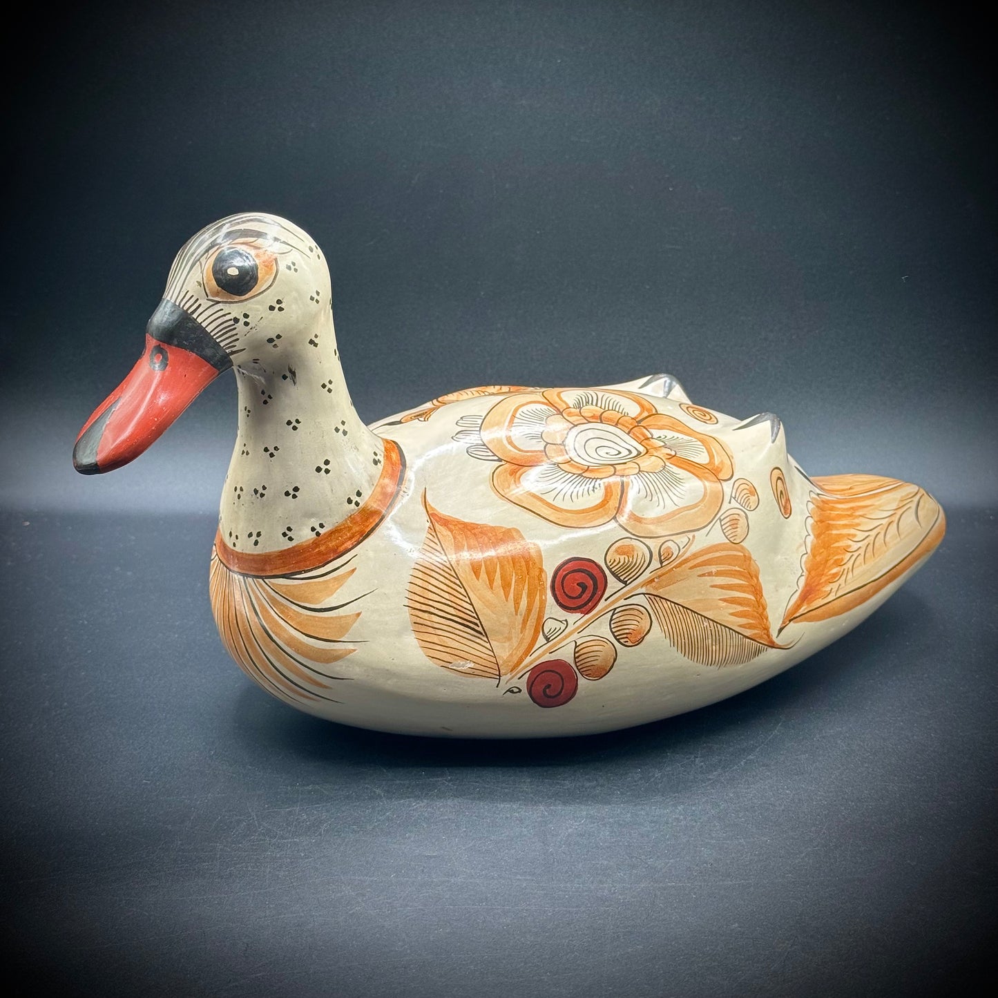 Artist Signed Large Tonala Mexico Ceramic Duck