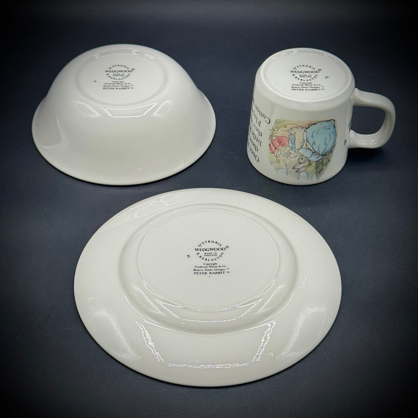 Set of Three Vintage Wedgwood Peter Rabbit Tea Set