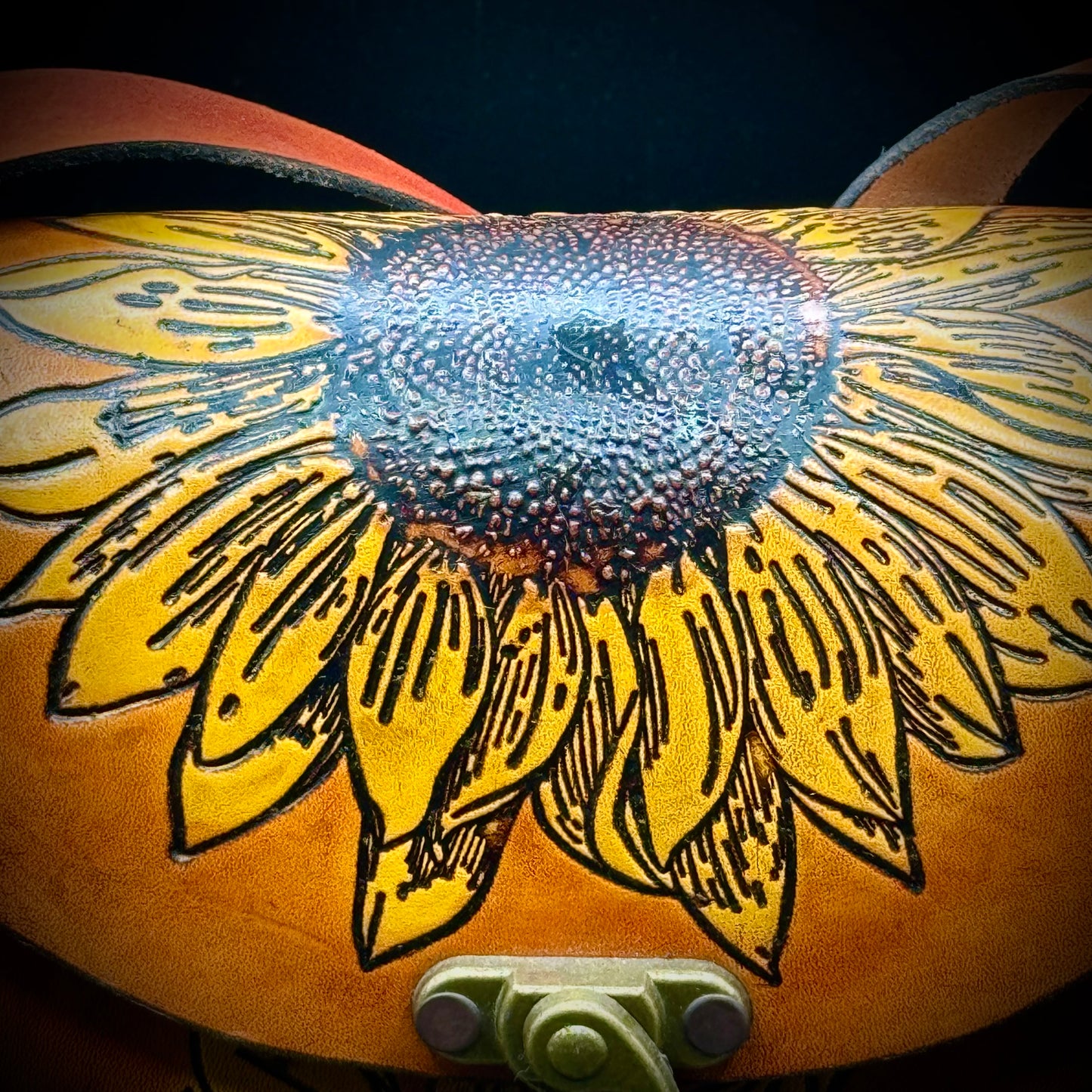 Hand Tooled Artisan Mexican Leather Sunflower Purse