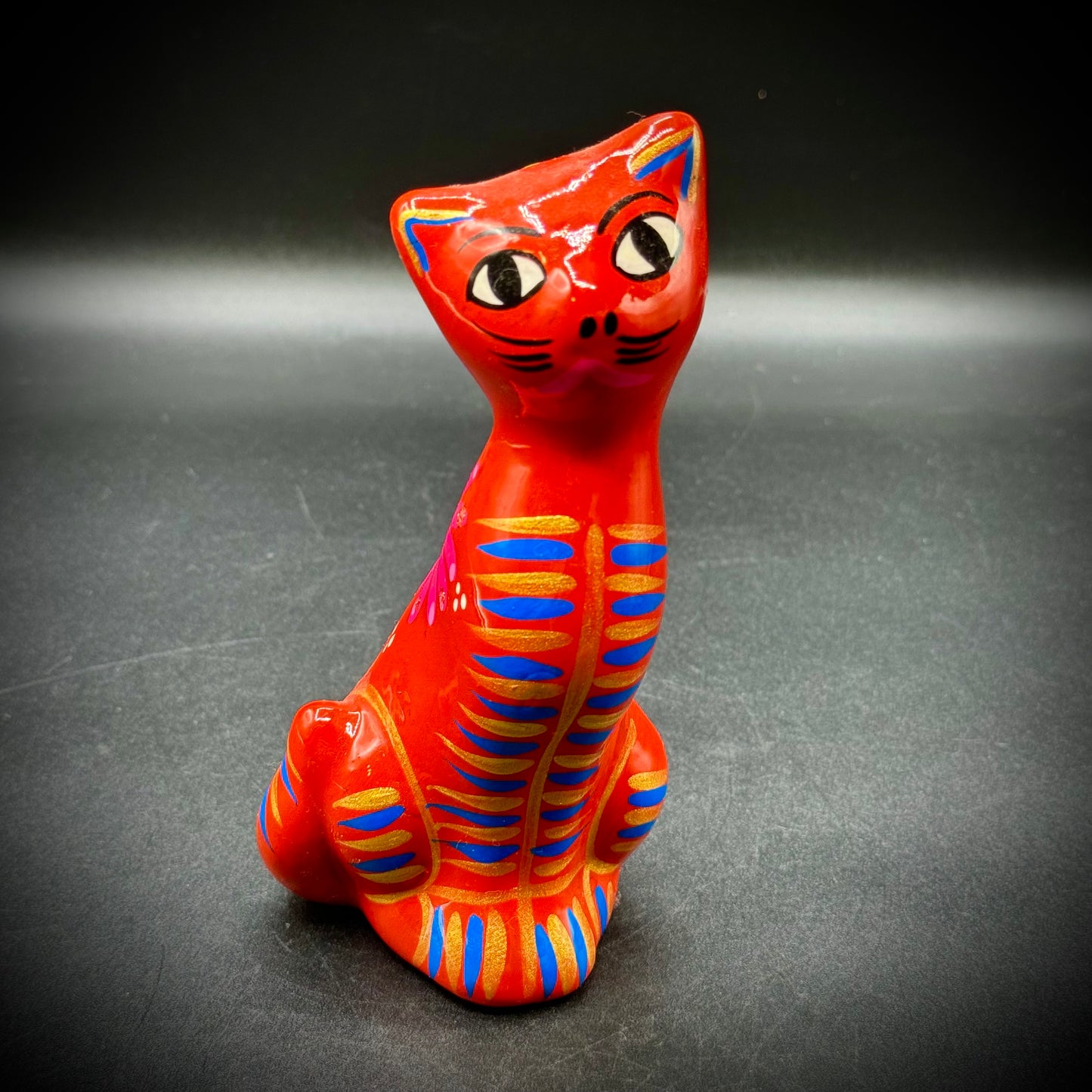 Whimsical Colorful Mexican Pottery Cat