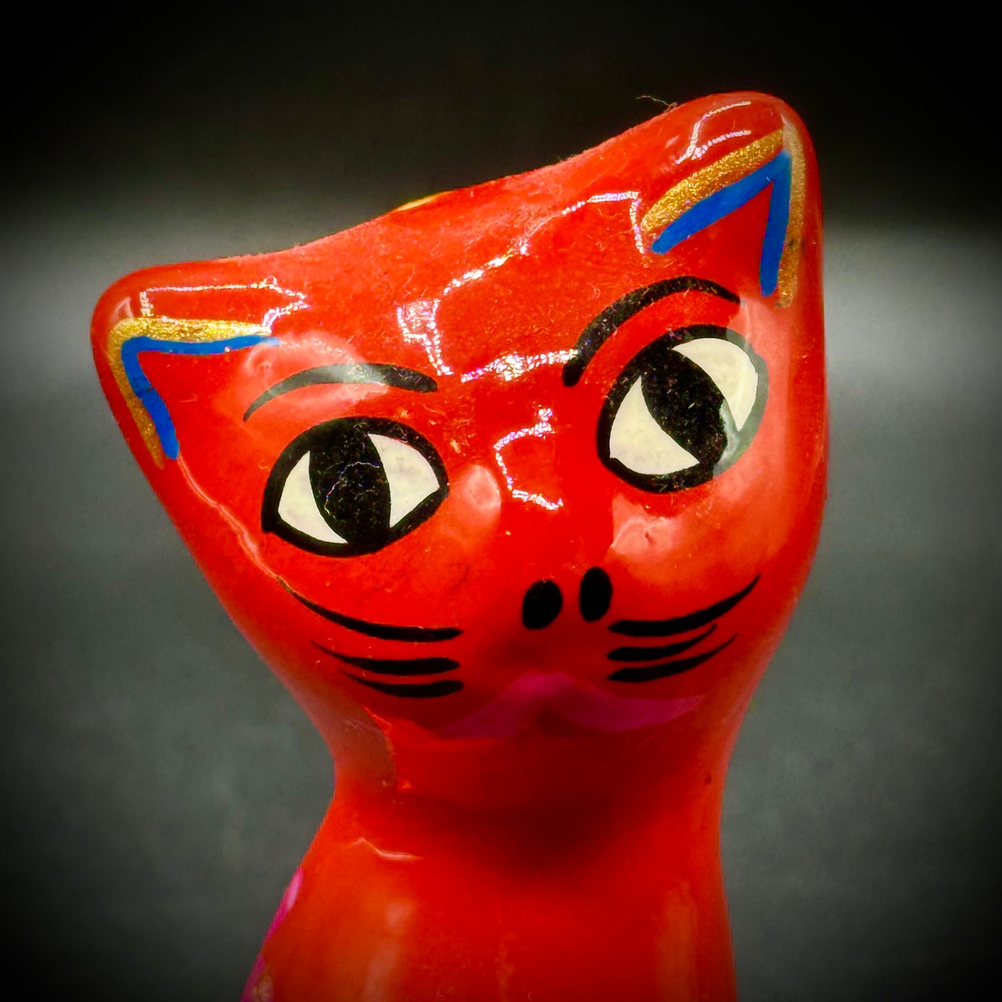 Whimsical Colorful Mexican Pottery Cat