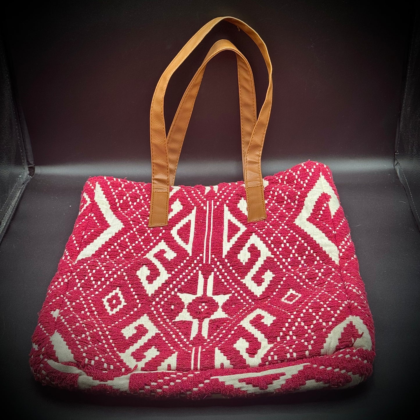 Large Red & White Pattern Tote