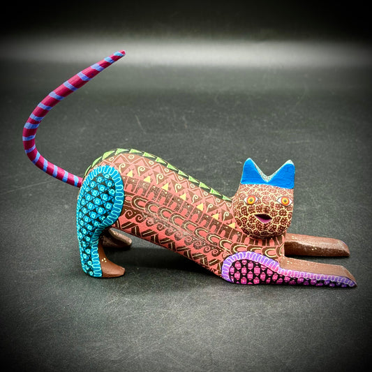 Stunning Hand Painted Cat Alebrije Figurine