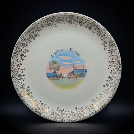Vintage 1950s Las Vegas 22kt Gold Accented Souvenir Plate