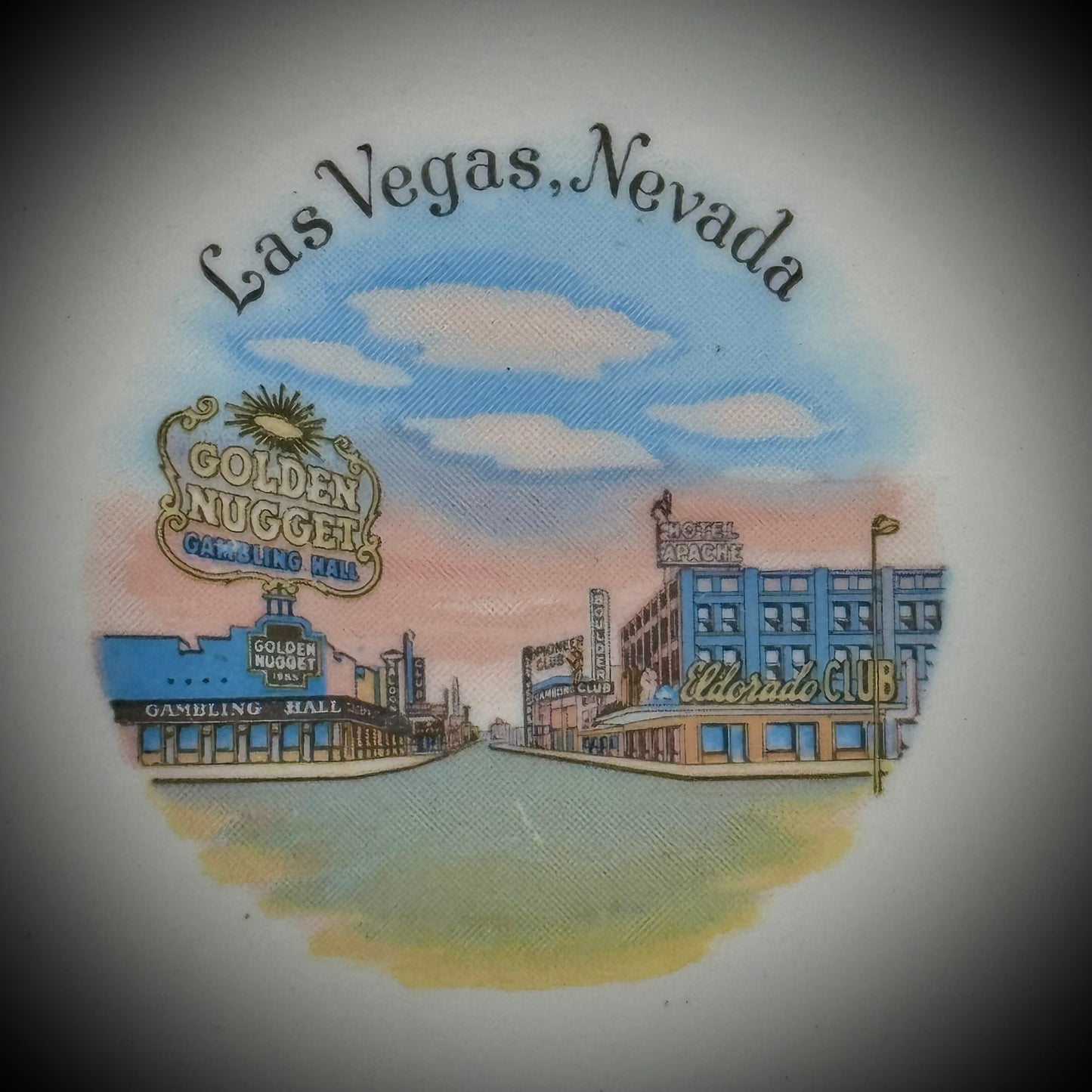 Vintage 1950s Las Vegas 22kt Gold Accented Souvenir Plate