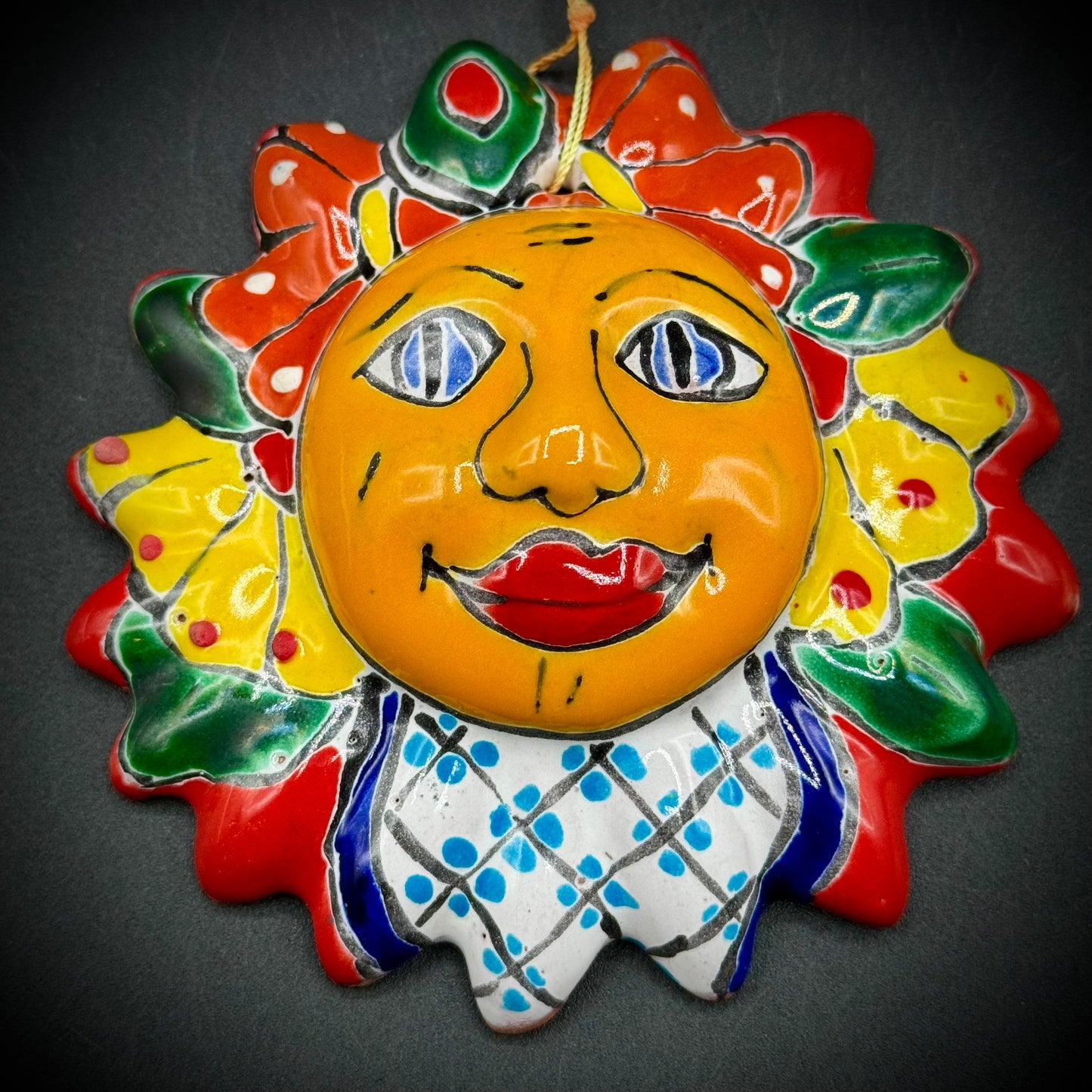 Colorful Talavera Mexican Pottery Hanging Sun