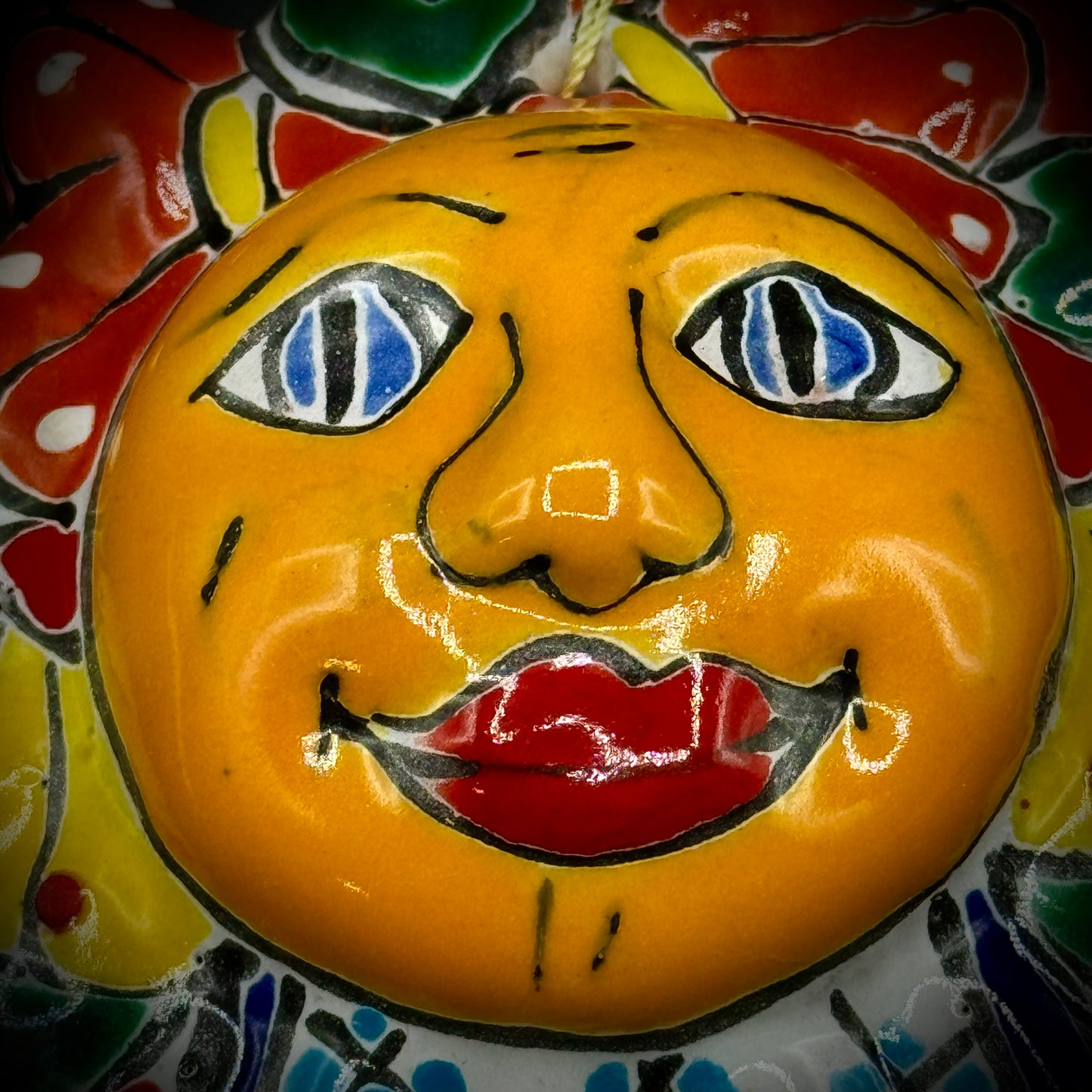 Colorful Talavera Mexican Pottery Hanging Sun