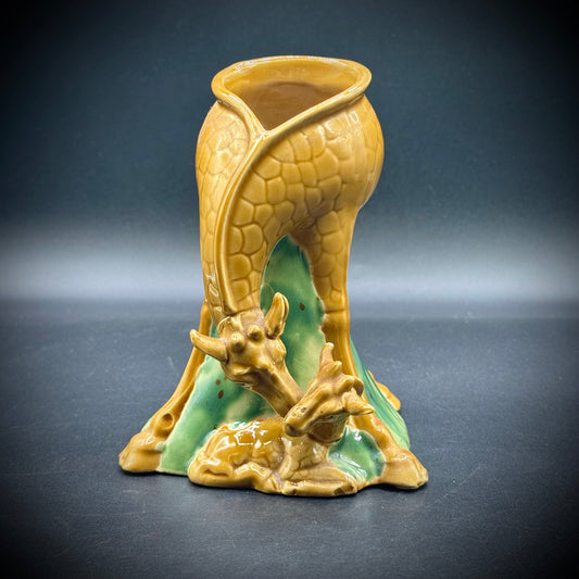 Majolica Mother Giraffe & Calf Vase