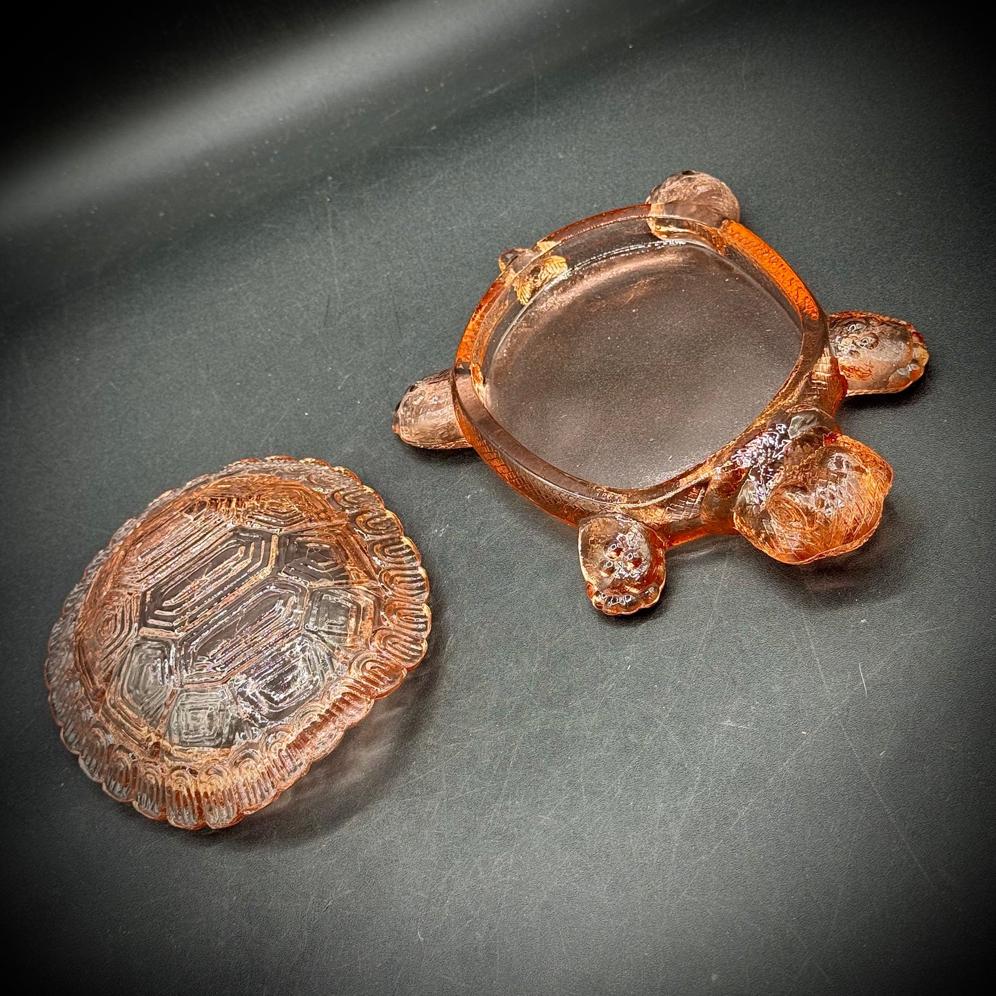 1930s Depression Glass Turtle Lidded Candy Dish