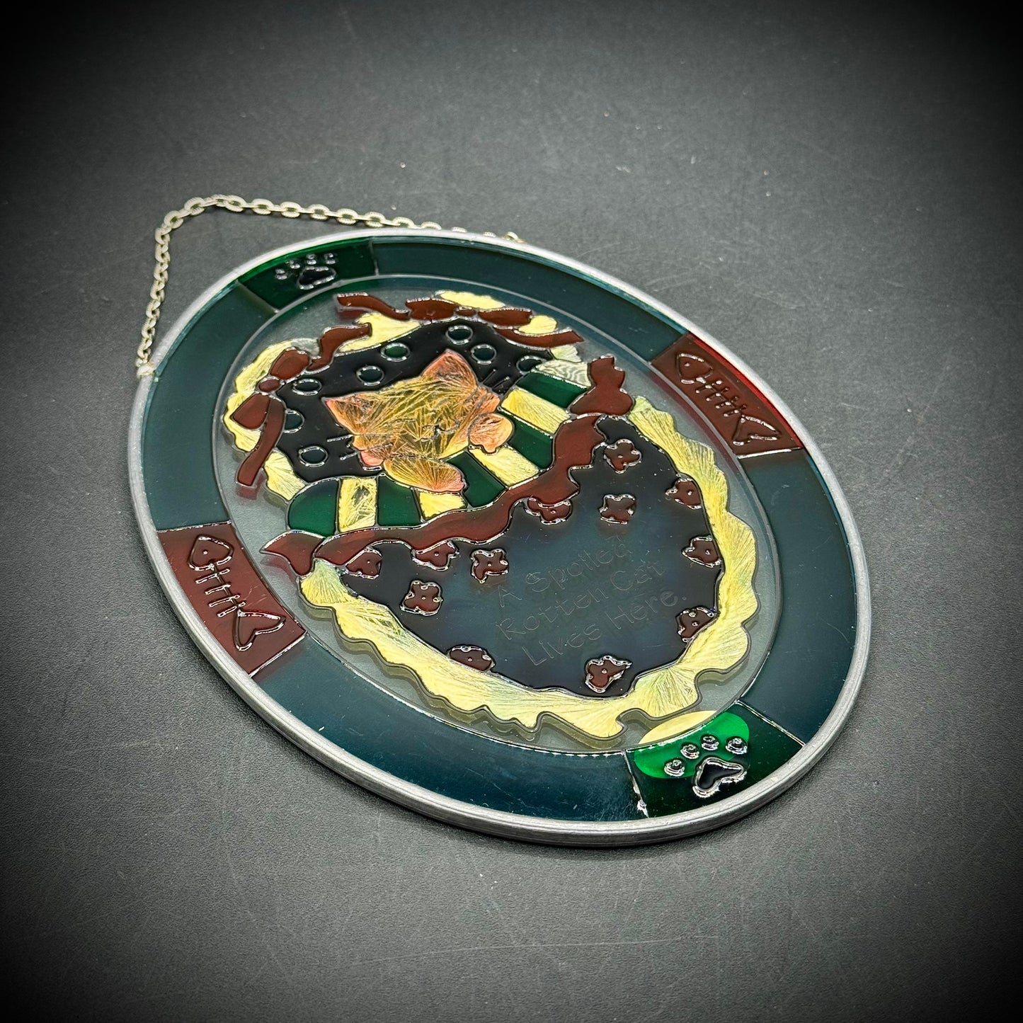 Adorable Joan Baker Kitten Motif Stained Glass Hanging Suncatcher