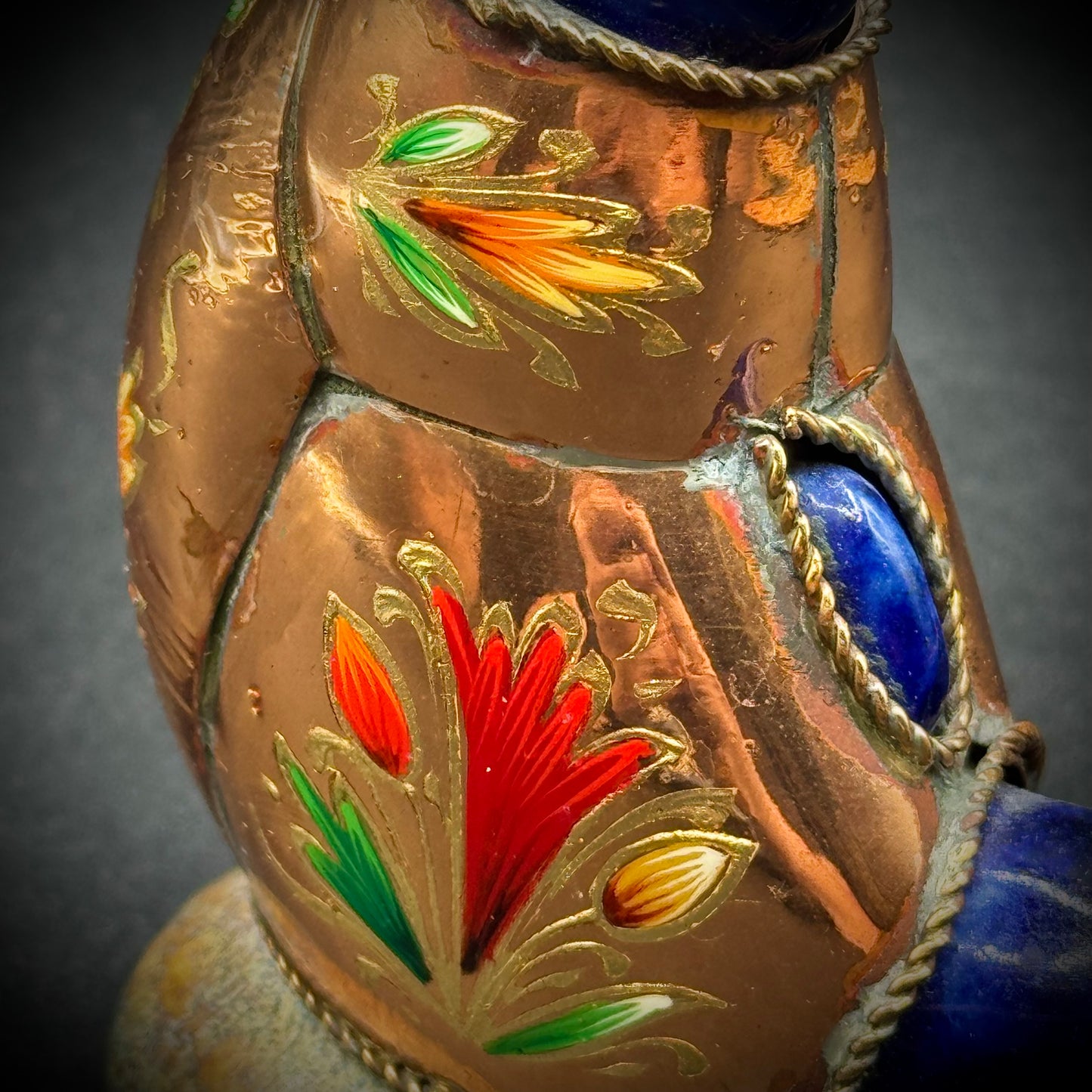 Ceramic, Copper & Enamel Signed Mexican Pottery Sea Horse