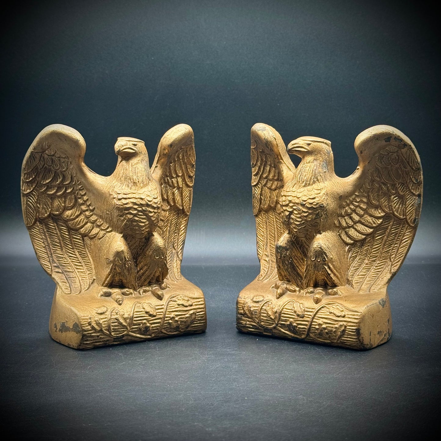 Pair of Vintage 1950s Metal Eagle Bookends