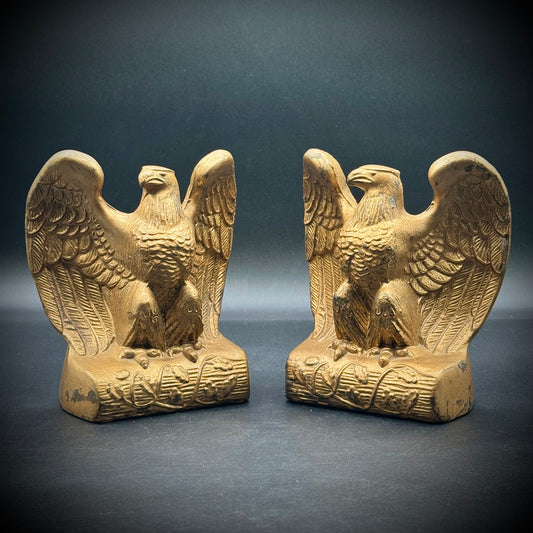 Pair of Vintage 1950s Metal Eagle Bookends