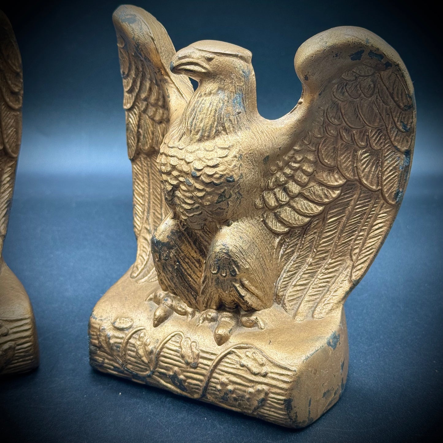 Pair of Vintage 1950s Metal Eagle Bookends