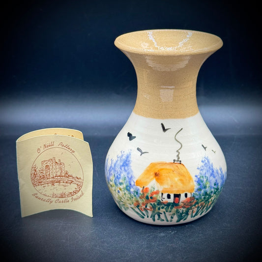 Artist Signed Bunratty Ireland Painted Pottery Vase with/Paperwork