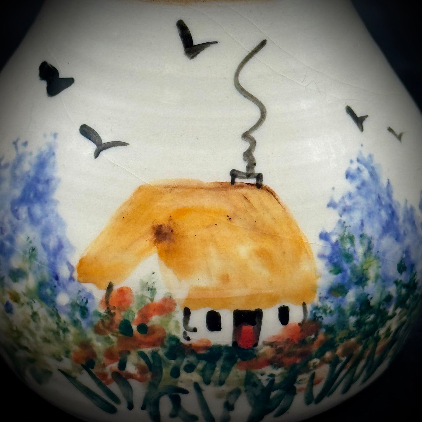 Artist Signed Bunratty Ireland Painted Pottery Vase with/Paperwork