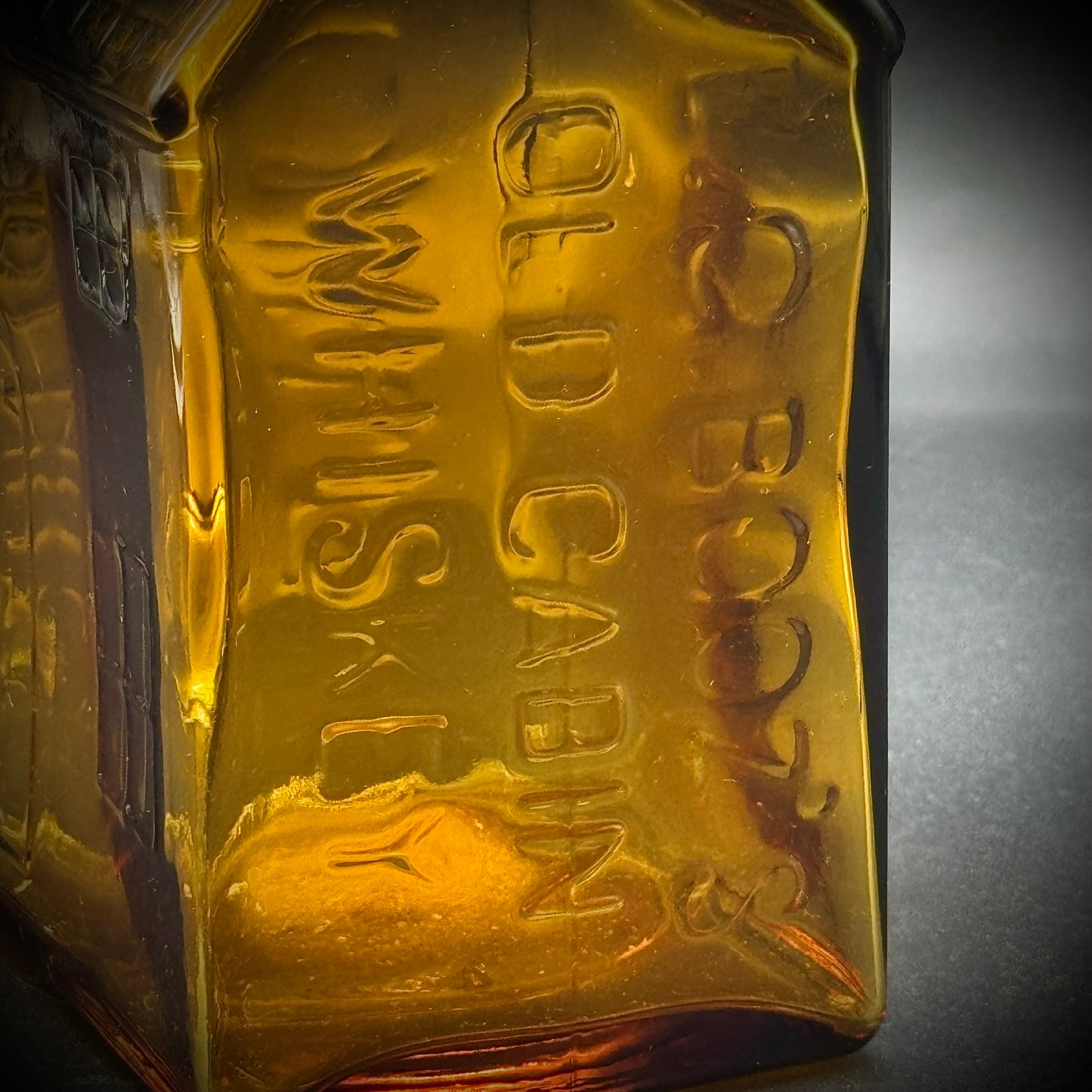 Vintage Wheaton Amber Old Cabin Bottle