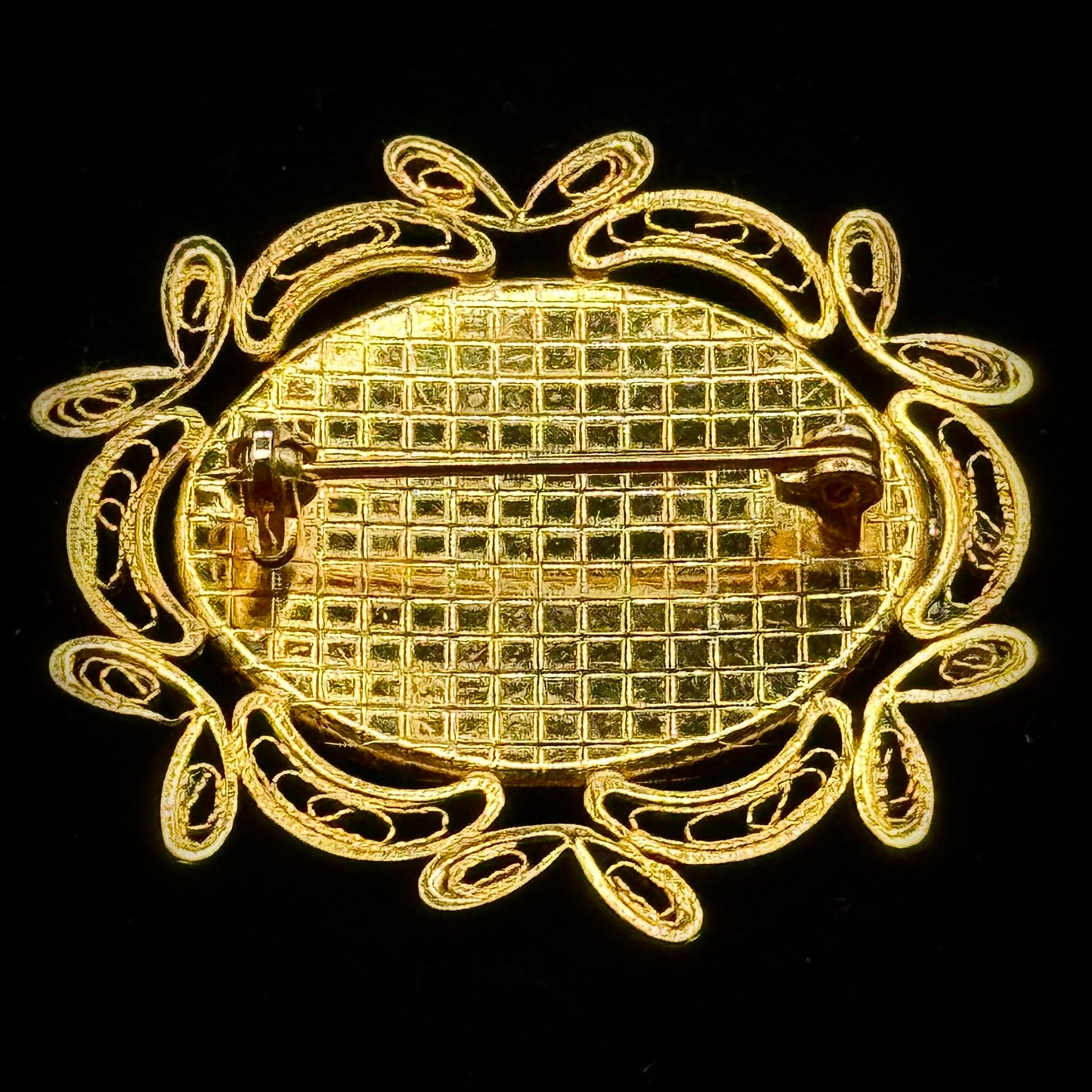 Vintage Damascene Brooch