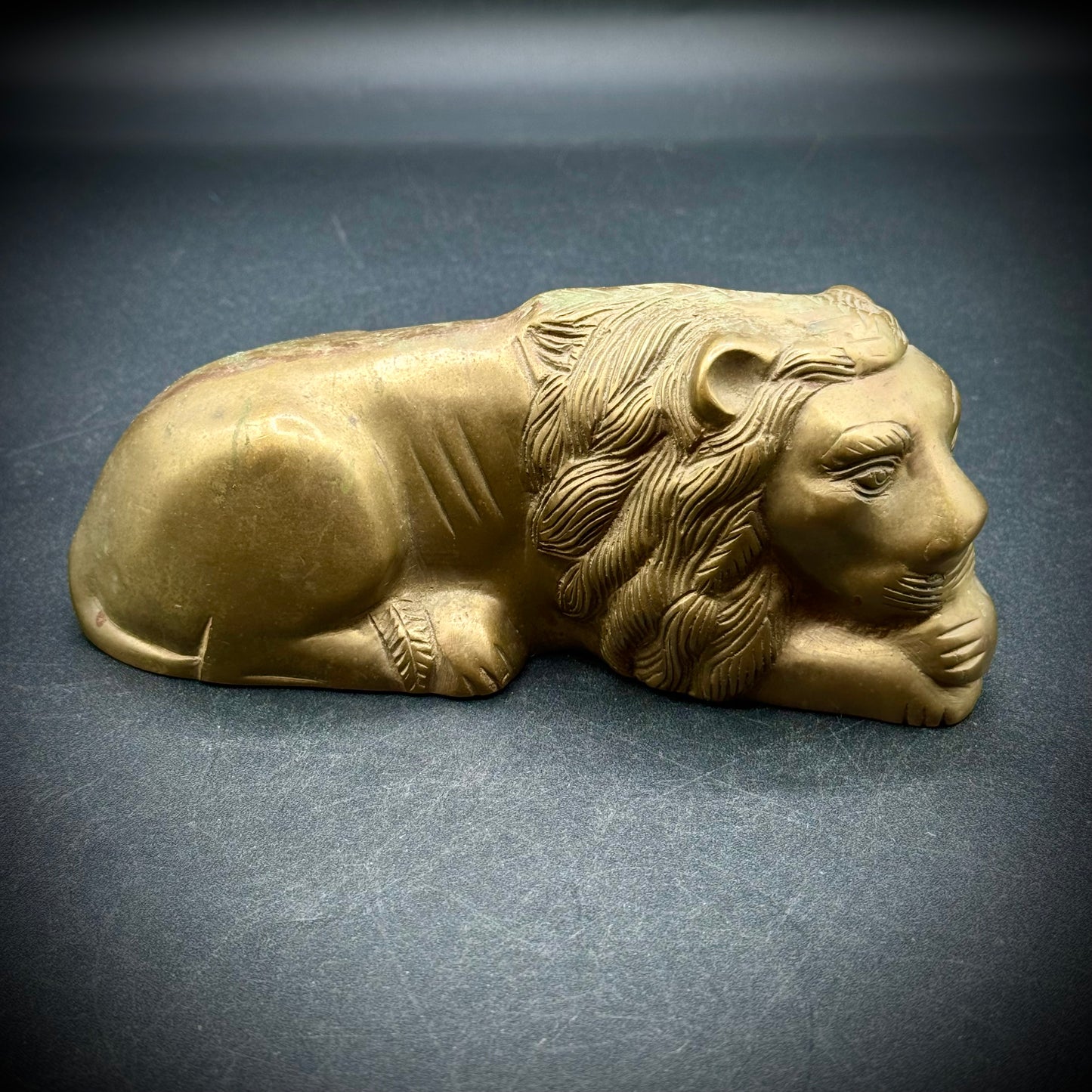 Vintage Solid Brass Lion Figurine