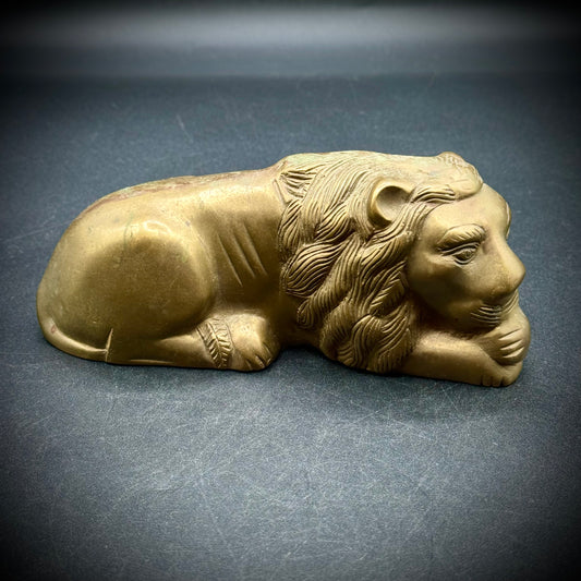 Vintage Solid Brass Lion Figurine