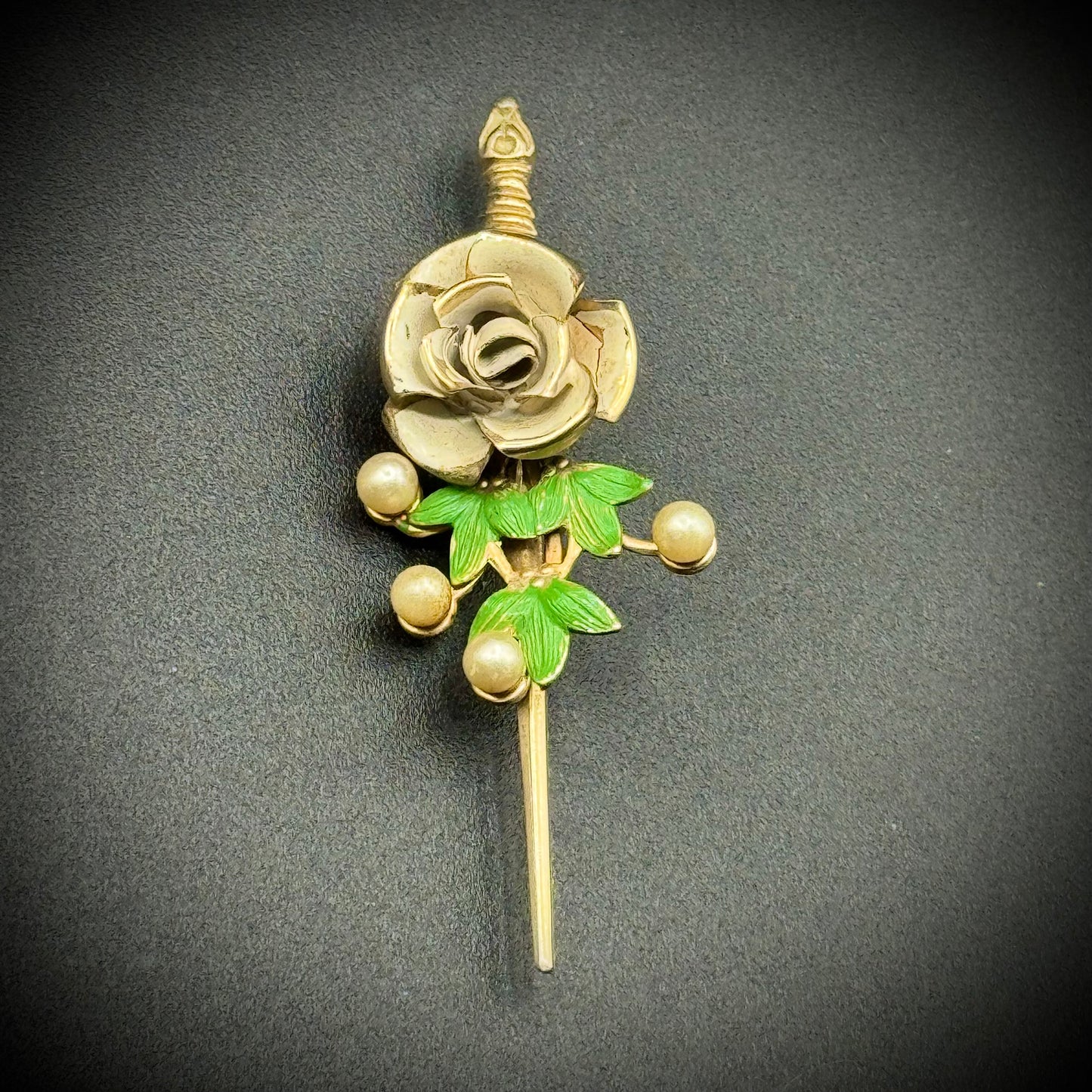 Vintage Brooch with Faux Pearls