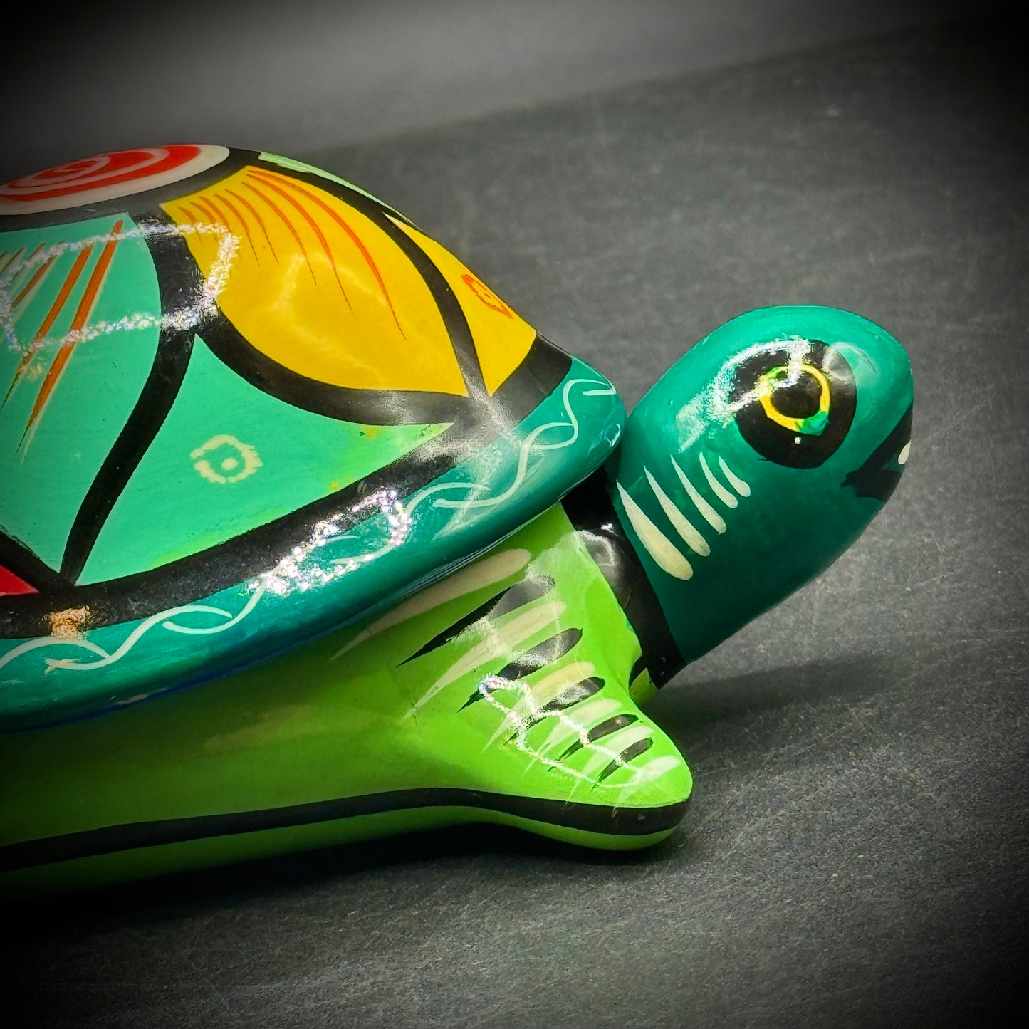 Colorful Mexican Pottery Lidded Turtle Trinket Box