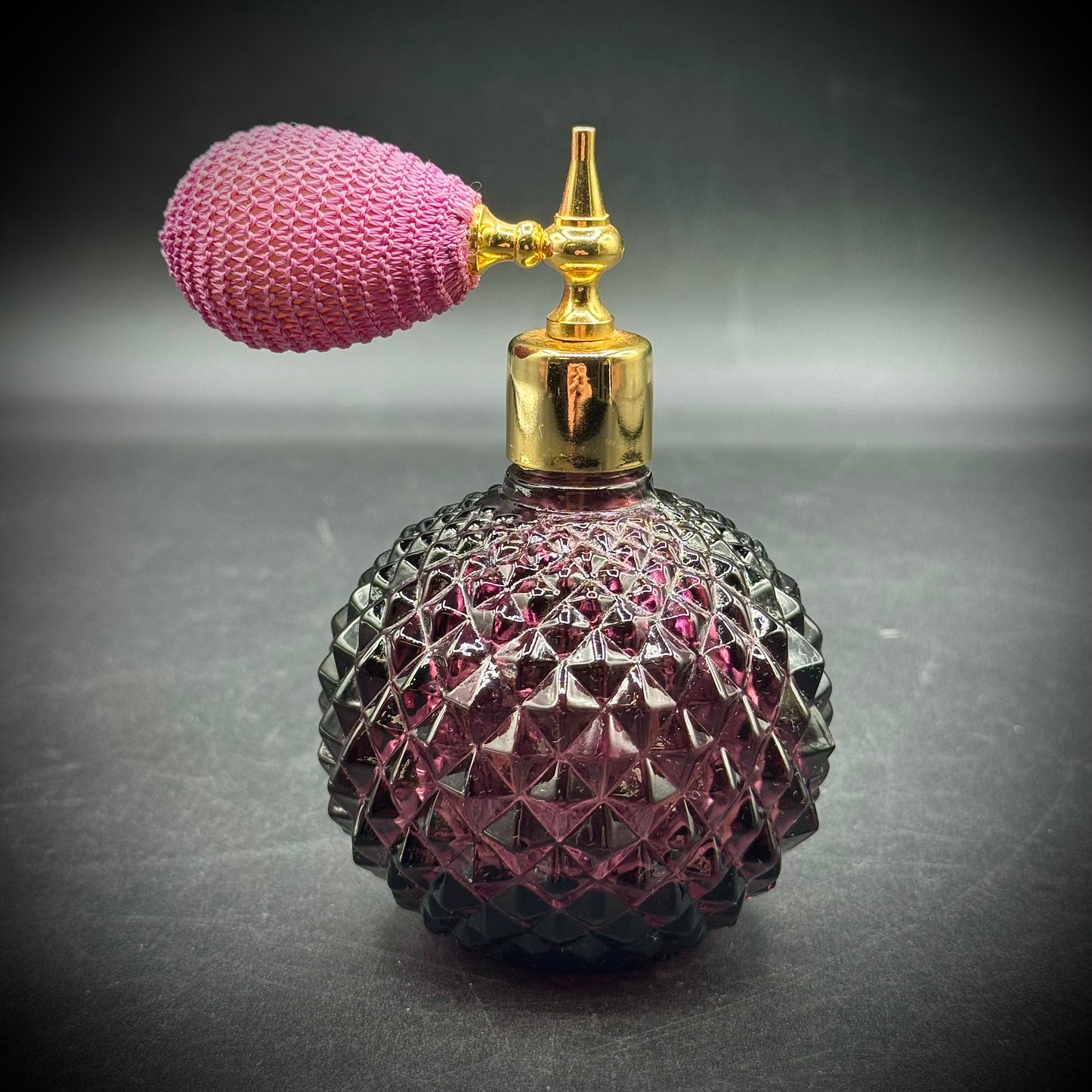 Purple Glass Perfume Bottle with Atomizer