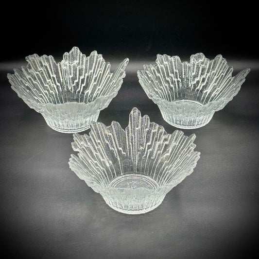 Set of 3 Vintage Finland Humpilla Tauno Wikkala Nothern Lights Ice Crystal Bowls