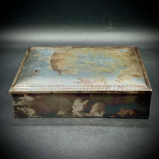MCM Brazilian Silver Plated & Wood Lined Box with Weathered Patina