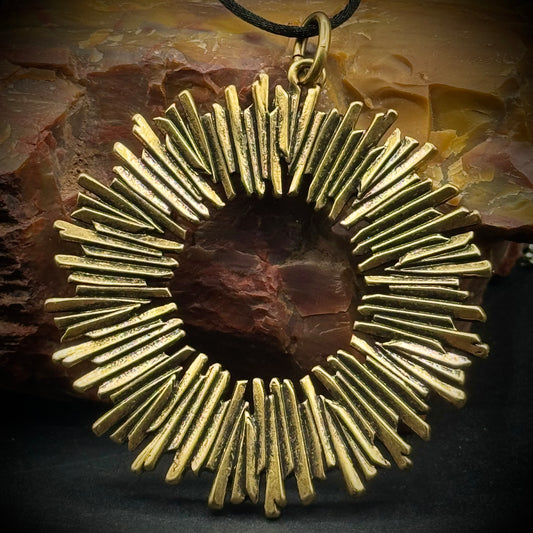Vintage Lucky Brand Brutalist Pendant on Black Silk Rope