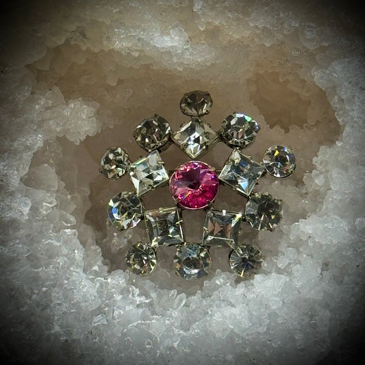 Rhinestone Brooch with Pink Stone
