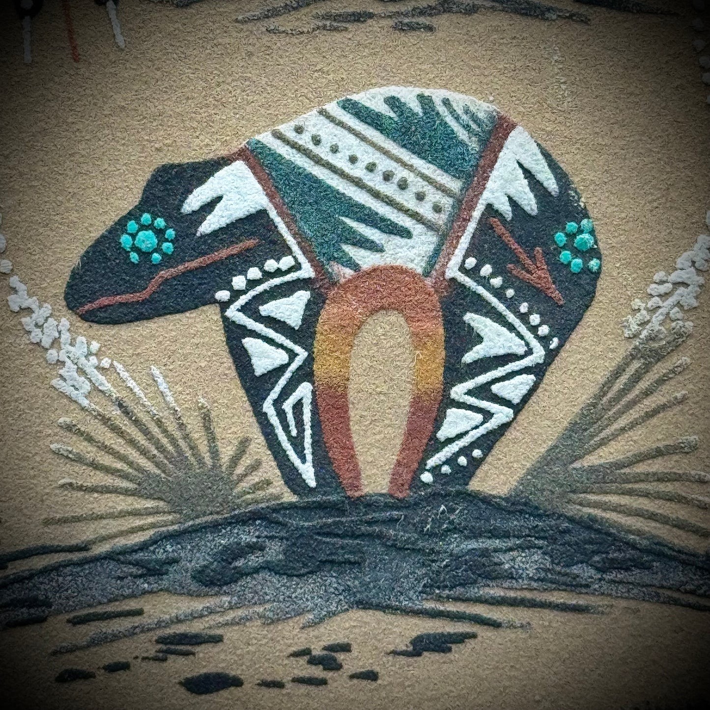 Native American Artist Robert Lee Signed Large Sand Art